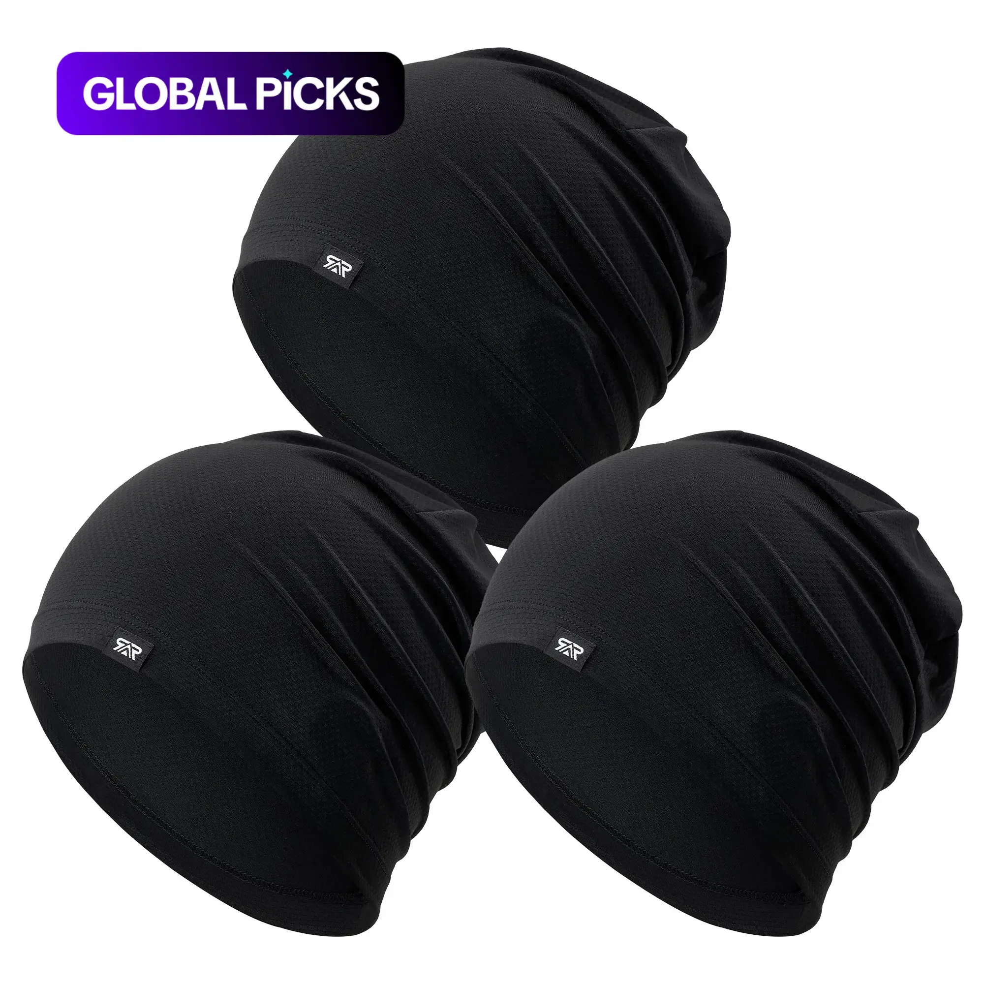 SHINEMEOTH 3 Pcs Cooling Skull Cap for Men & Women, Lightweight Breathable Beanie Hat, Sweat-Wicking Thin Quick-Dry Running Cap for Cycling, Moisture-Wicking Headwear