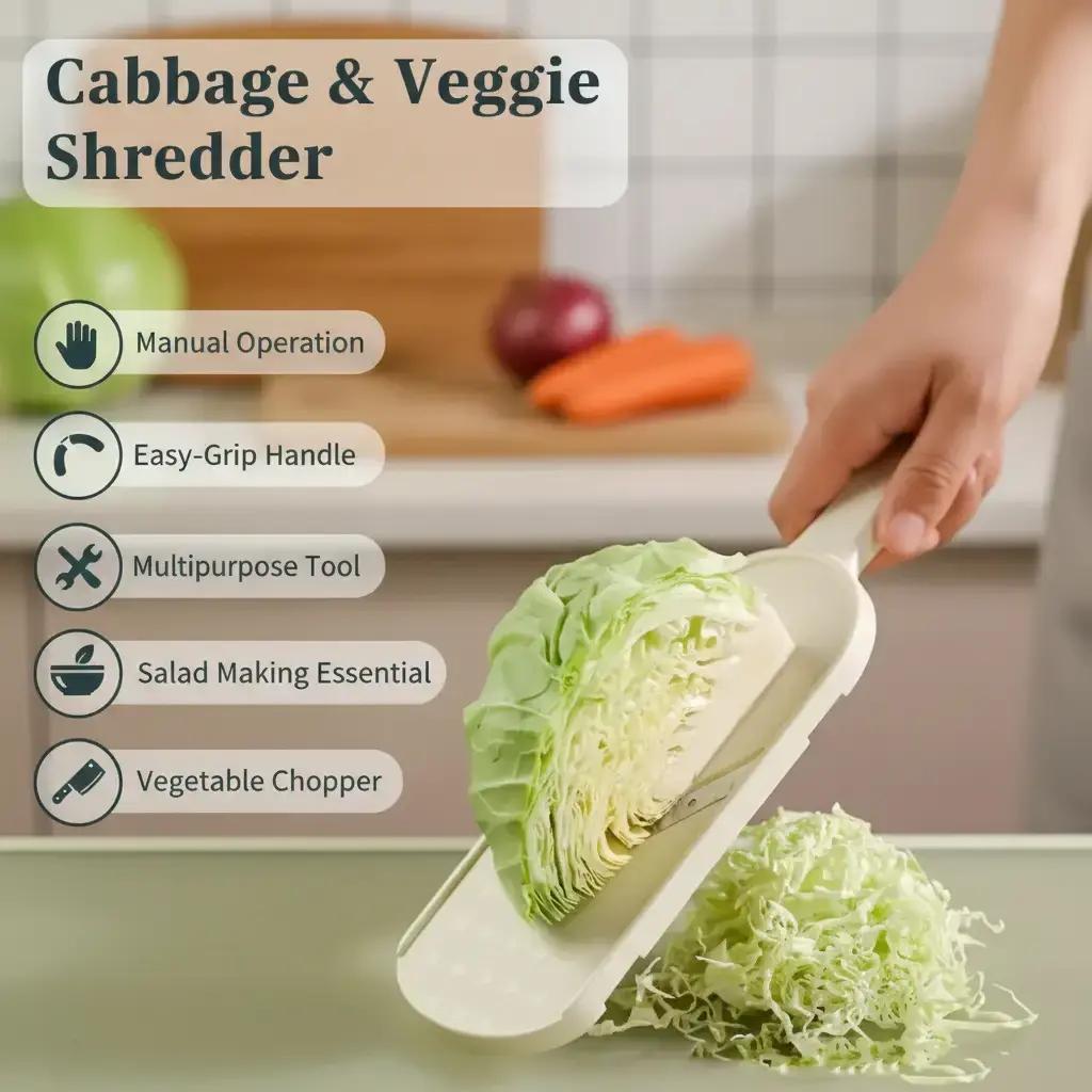 Manual Cabbage & Vegetable Shredder, Multipurpose Kitchen Tool for Salad Making, Vegetable Chopper & Grinder with Easy-Grip Handle, Utensils, Veggie Chopper, Kitchen Vegetable Slicer, Vegetable Cutting Slicer