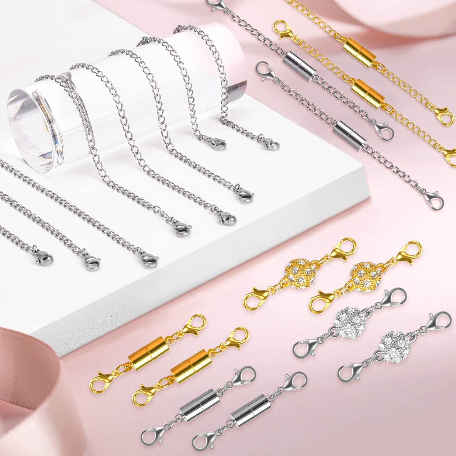 22 count   Clasps and Necklace Extenders  , Multiple Sizes and Styles Chain Extenders  Clasps