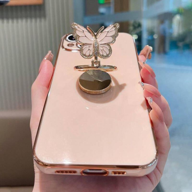 Butterfly Design Aesthetic Phone Case with Ring Holder, 1 Set Fashion Phone Protective Case, Phone Accessories Compatible with iPhone 11 12 13 14 15 16 Series