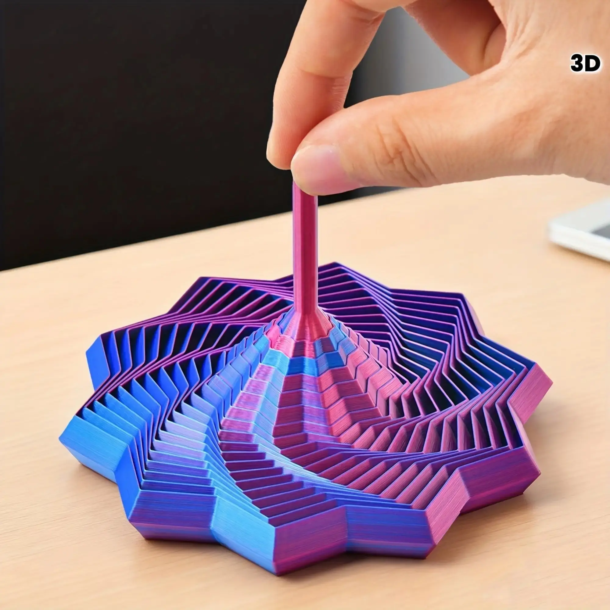 Multicolor Gradient Gyroscope Set, Expandable Sensory Relaxation Star Desktop Decor, 3D Printed Deformable Design, Size Options Available