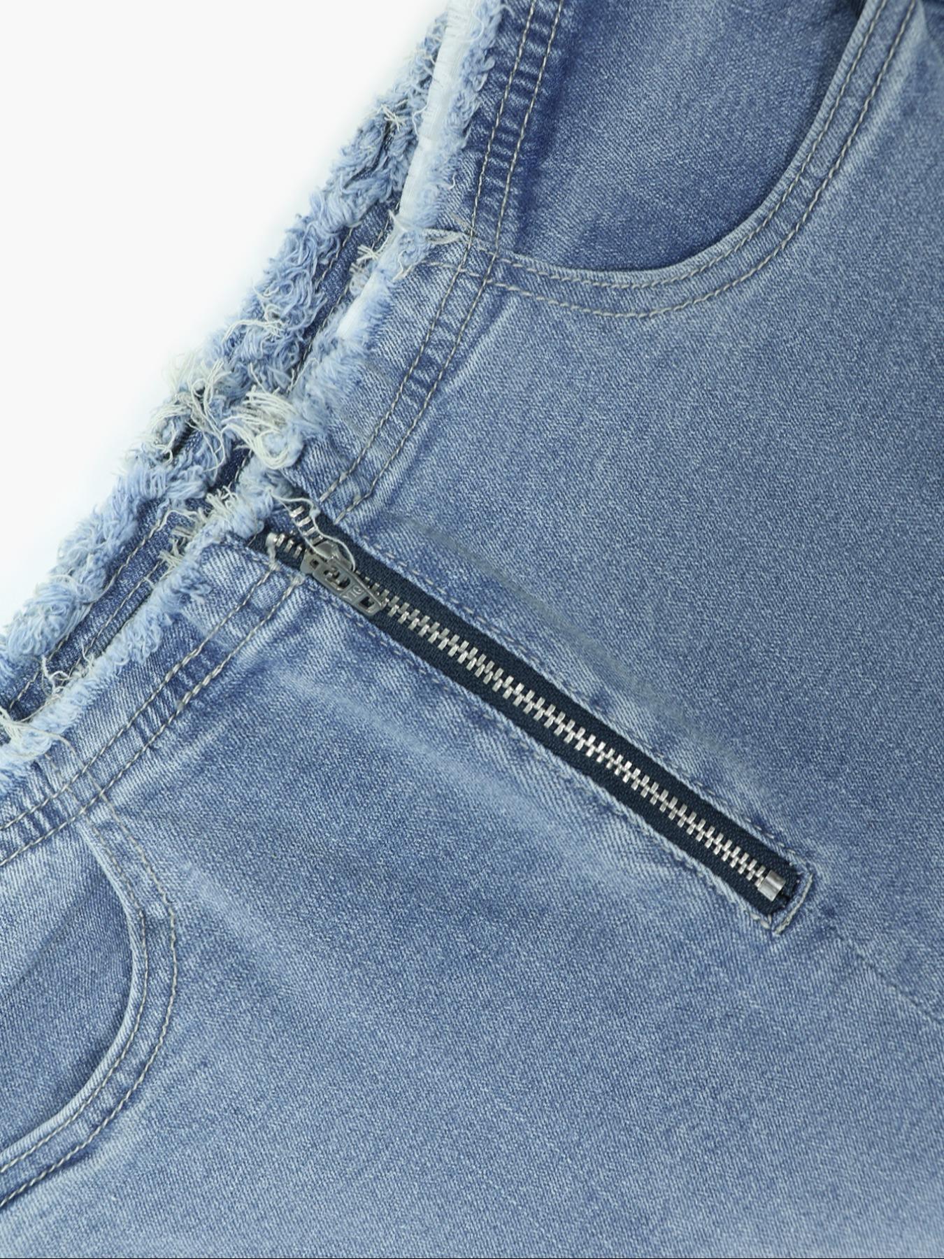 Women's Plain Ripped Flared Jeans, Street Fashion Casual Denim Pants for Daily Wear, Ladies Bottoms for All Seasons