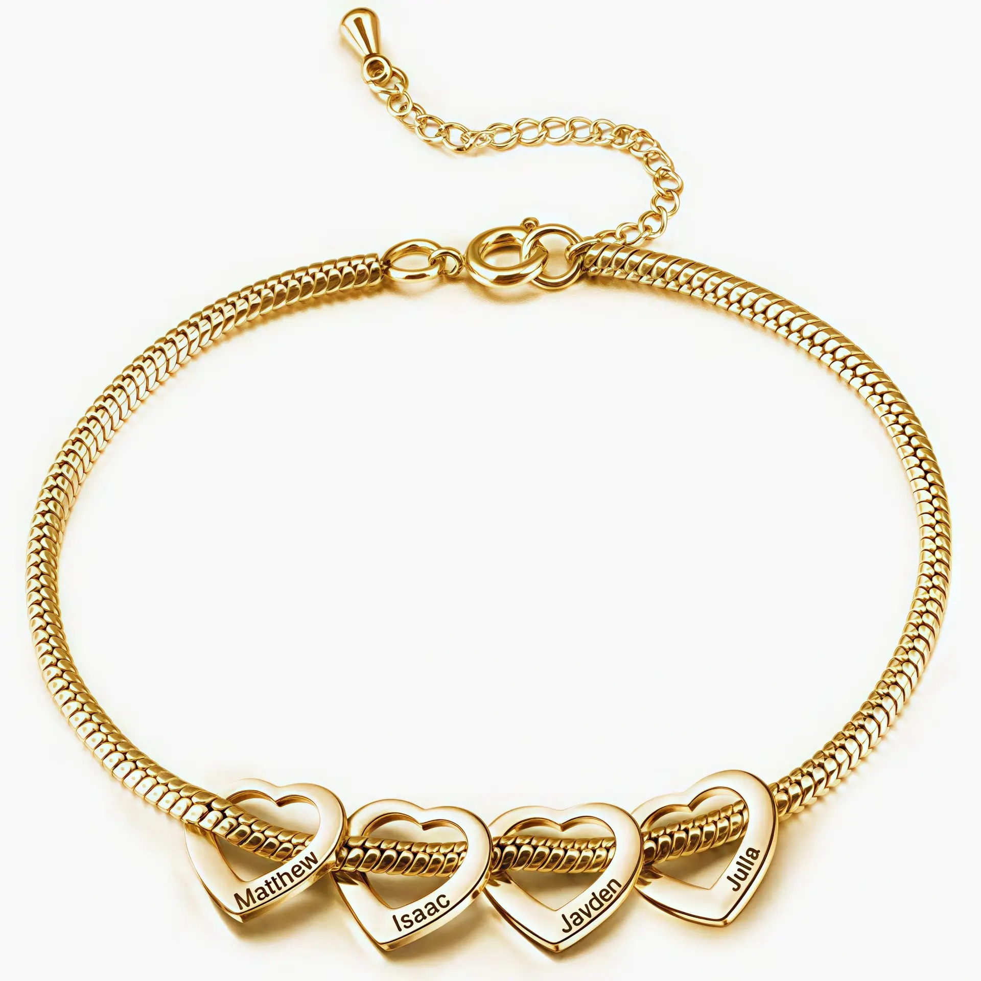AS976 Personalized Mom Bracelet with Kids Names, Custom Heart Charm Bracelet, Engraved Name Jewelry, Gift for Mom Grandma AS976 Personalized Mom Bracelet with Kids Names, Custom Heart Charm Bracelet, Engraved Name Jewelry, Gift for Mom Grandma