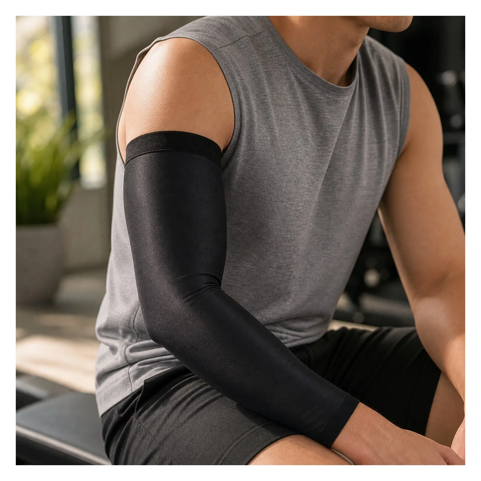 Copper Infused Full Arm Sleeve Brace for Forearm, Bicep, Triceps - Tennis Elbow, Basketball, Golf, Arthritis, Tendonitis, Bursitis, Post Surgery Rehab - Odor Resistant, Black, MGift