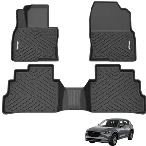 GARVEE Floor Mats Fit for 2017-2024 Mazda CX-5, All Weather TPE Floor Liners for Mazda CX5, 1st & 2nd Row, Black