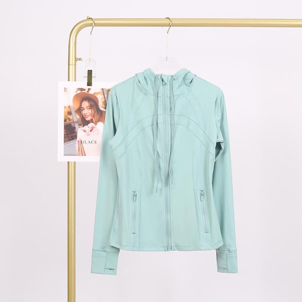 LULU  New hooded jacket for summer, thin, quick drying, slimming, tight fitting, sports and elastic jacket, slim fit