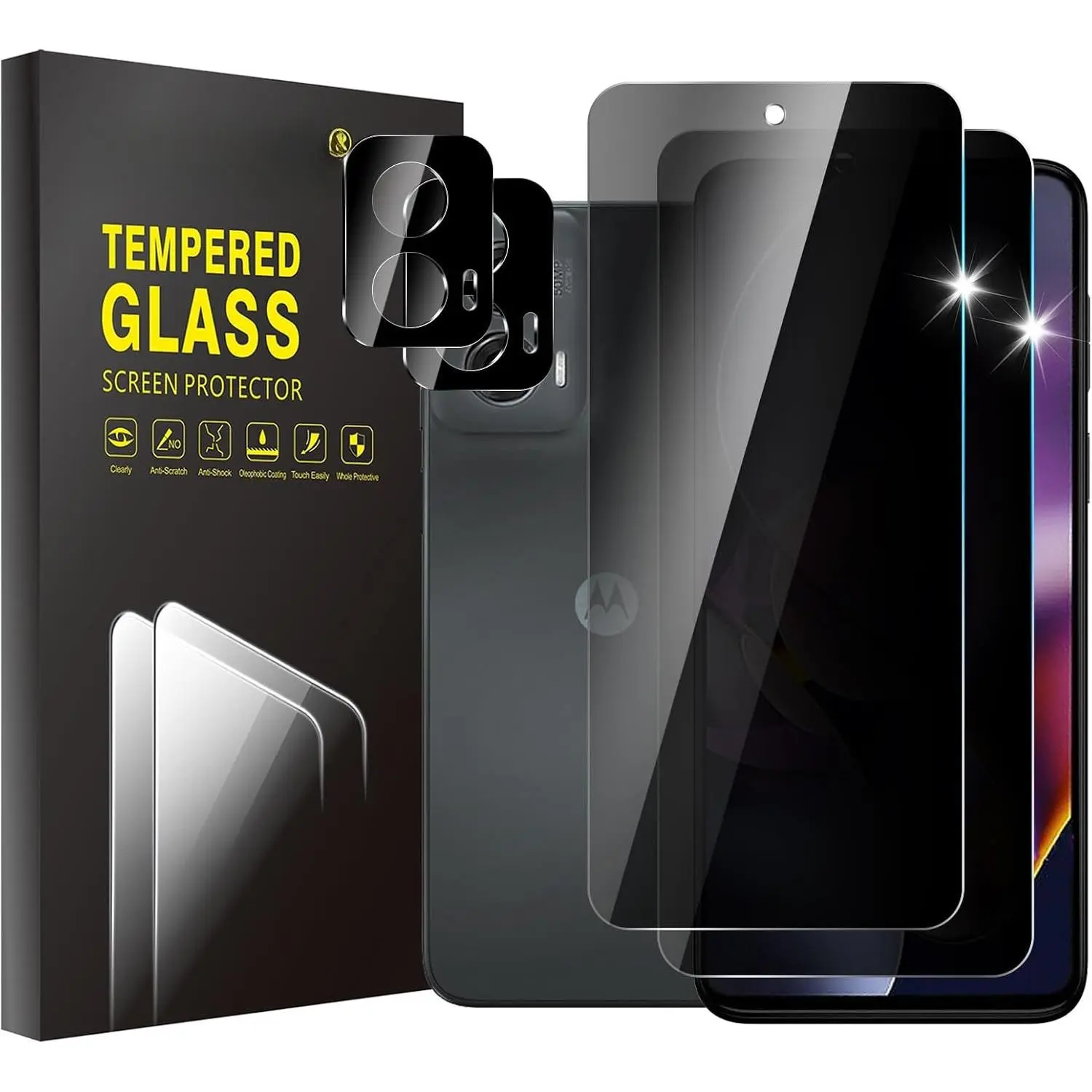 [4 Pack] 2 Pack  Screen Protector for   G stylus 5G 2024 with 2 Pack Camera Lens Protector, 9H Hardness, Anti Spy Anti Peeping, Easy Installation
