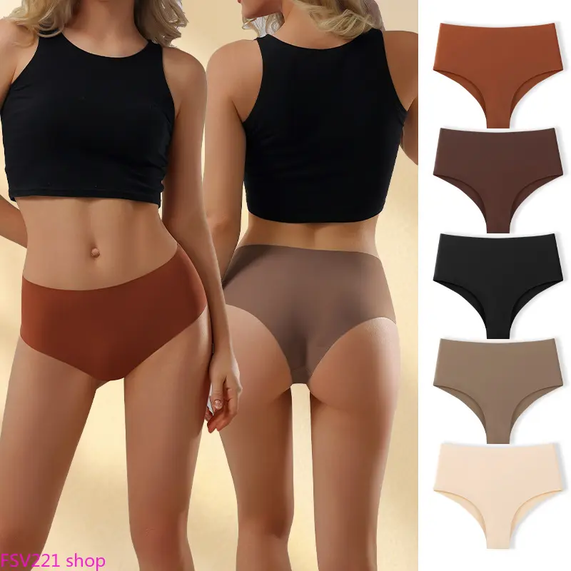 Women's 5-Pack Seamless Panty, Mid-Rise Microfiber Fabric Briefs, Stretchy Invisible Underwear for Everyday Wear campingessentials, Basic, Simple