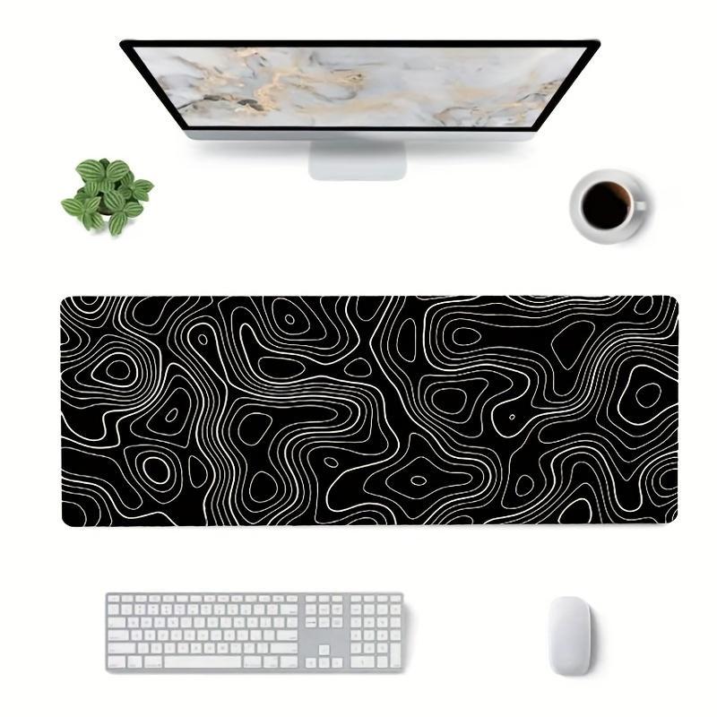 Line Pattern Cozy Gaming Mouse Pad, Large Non-Slip Desk Mat with Stitched Edge, Mouse & Keyboard Mat for Home Office, Computer Accessories for Desk