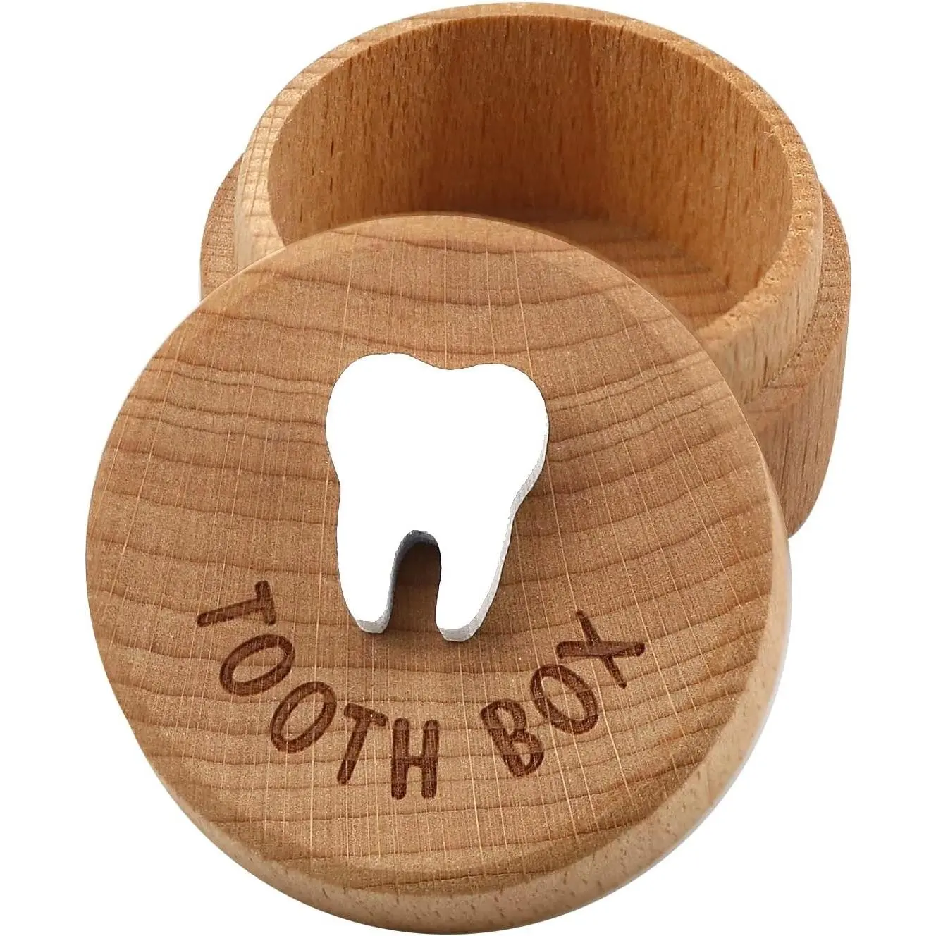 3D Carved Wooden Tooth Fairy Box Souvenir Dropped Tooth Keepsake Storage Gift for Boys and GirlsGift