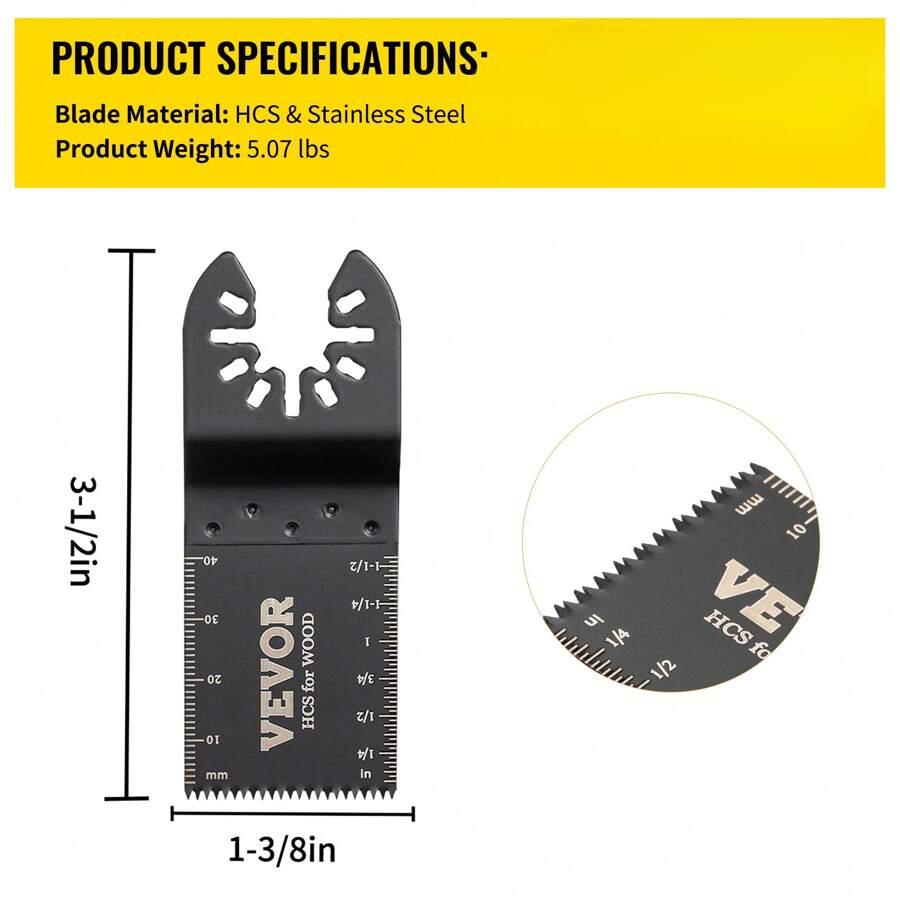 Quick Release Multitool Blades Kit, HCS Tool Blades For Wood Plastic Metal Nails Bolts, Compatible With Dewalt Fein Worx Bosch Makita Milwaukee
