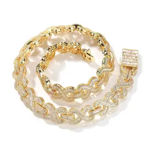 [ICE HUE] Unisex 16mm Infinity Cuban Necklace, 18K Gold Vacuum Plated Copper with 5A+ Sri Lanka Zircon, Miami-Italy-Mexico & Micro Inspired, Luxury Statement Jewelry, Club Night Wear, Jewelry Accessories, Classic Hip Hop Chicano Style