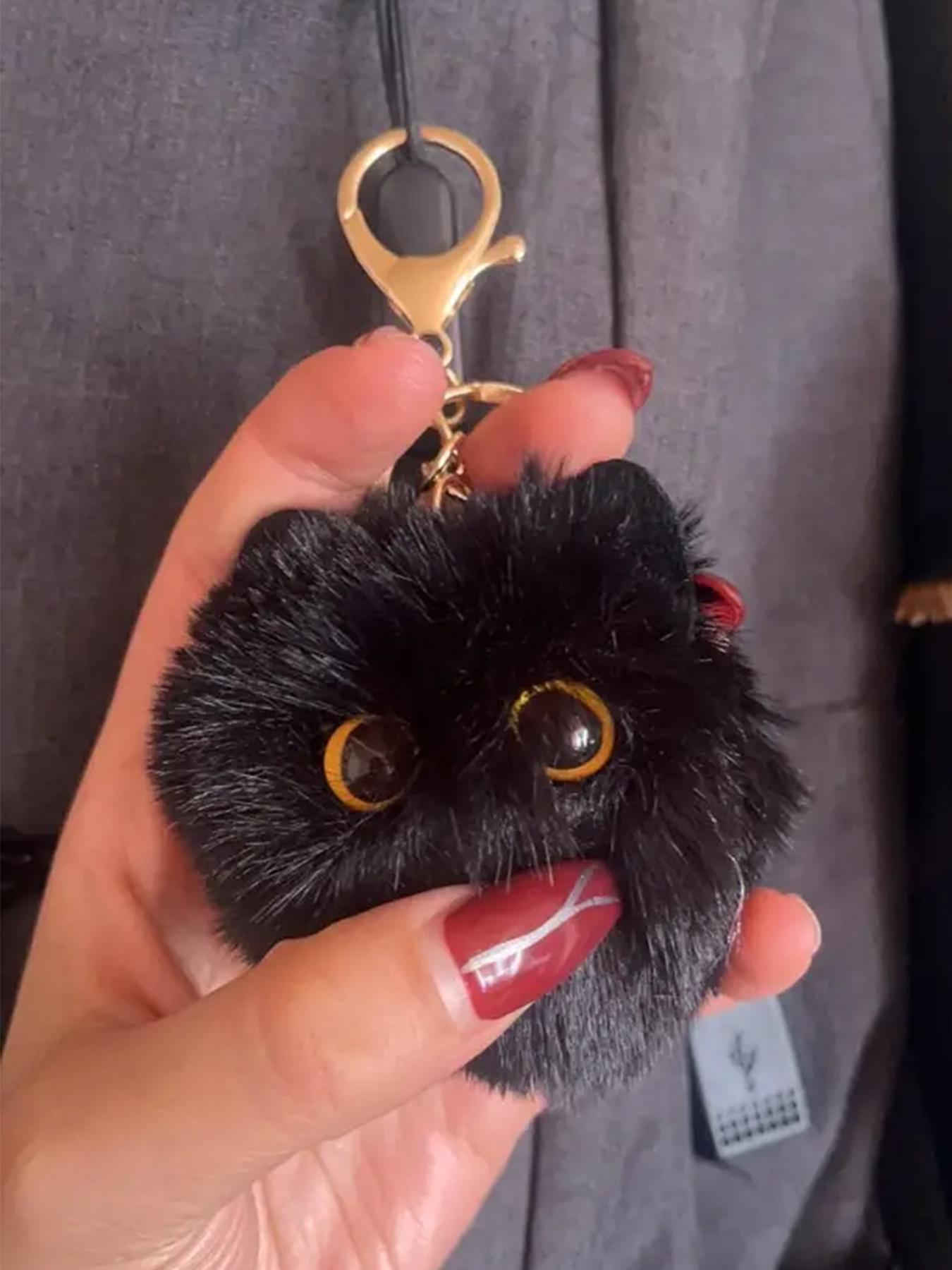 2024 New Style Cute Cat Design Plush Keychain, Fashionable Pom Pom Decor Keychain for Women & Girls, Fashionable Accessories for Bag & Purse Decoration, Keychain For Bags, Soft Pompom Keychain
