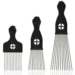 3-Piece Metal African Braiding Comb Set, Wide Tooth Hair Brush, Hair Care Comb, Professional Hairstyling Tools for Men and Women, Durable Design