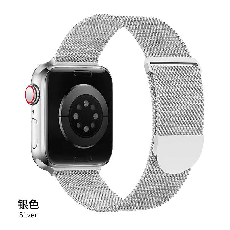 Milanese Loop Watch Band for Apple Watch (Series 1–11) — Two-Piece Design, Stainless Steel Metal Strap with Semi-Circular Magnetic Clasp