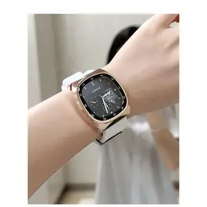 Women's Square Mechanical Watch, Luminous Analog-Digital Display, 30M Water Resistant, Alloy Strap, 44mm Large Dial