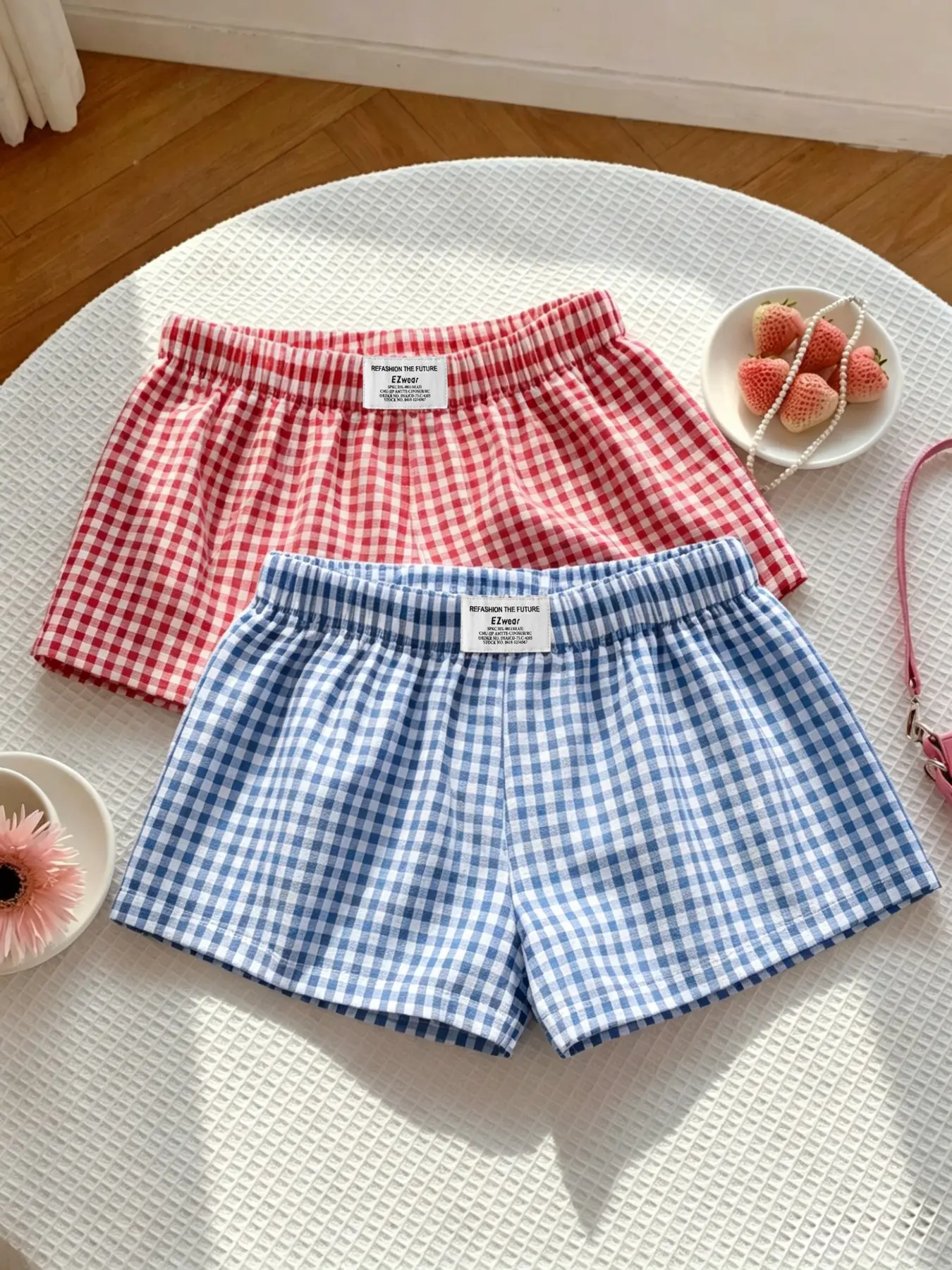 2-Pack Women's Cute Plaid Elastic Waist Shorts, Loose-Fitting Home Sleepwear Bottoms, Comfortable and Stylish Lounge Clothes, Casual Shorts, Loungewear