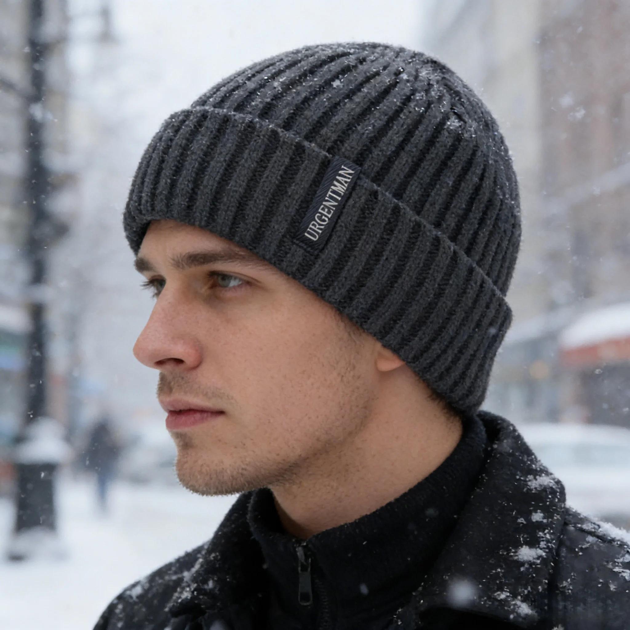 Hot Sale Premium Warm Winter Hat Stylish Plush Fur Lined Thick Cozy Beanie Hat Outdoor Casual Knitted Hats For Men & Women