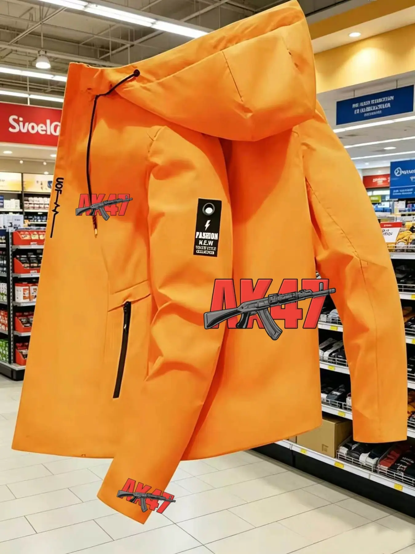 Men's Fashion Ak47 Logo Lightweight Outdoor Jacket, Casual Long Sleeve Outerwear, Durable Polyester, Spring & Fall, Perfect for Hiking