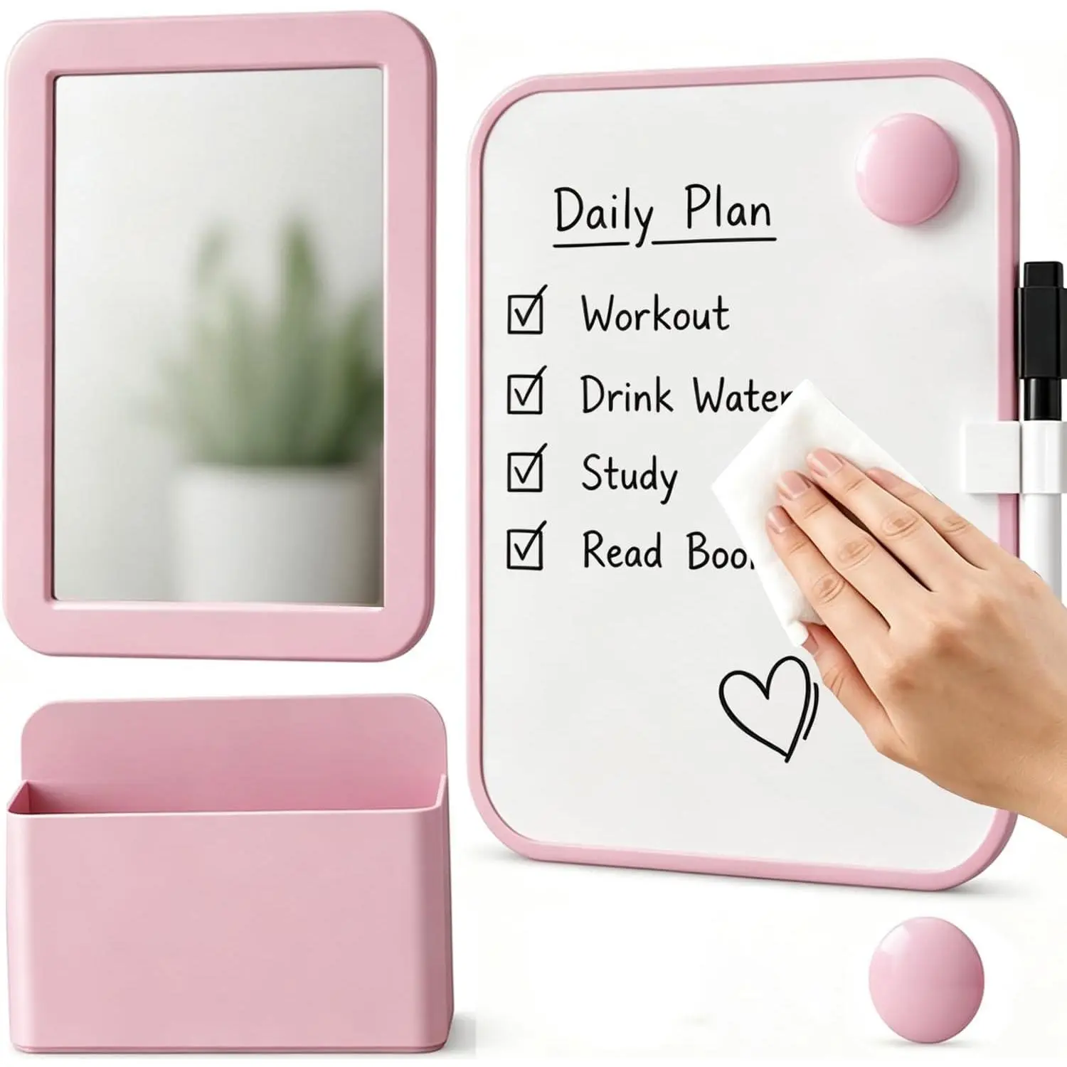 Locker Accessories for Girls with  whiteboard, Locker Mirror and Pen Holder, Locker Decoration for School Locker, Locker Organizer for Work,  to School Essentials