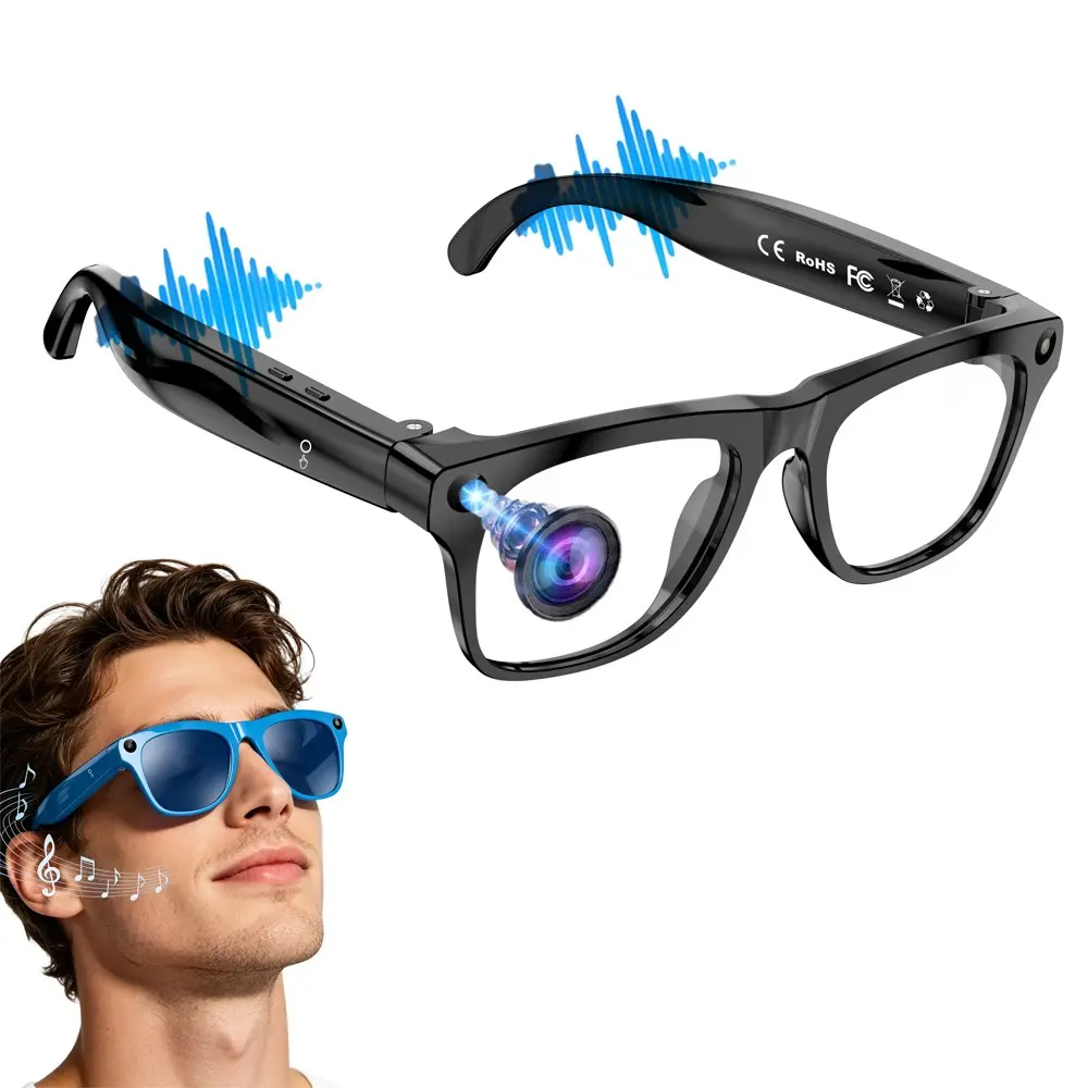 Smart AI Glasses for Women,8MP Camera,One Click Audio recording,First Person Video Shooting,Bluetooth Calling and Music Playback,AI Real Time Translation and Simultaneous Interpretation,WiFi Transfer, 290Mah Battery ,3Lenses Total