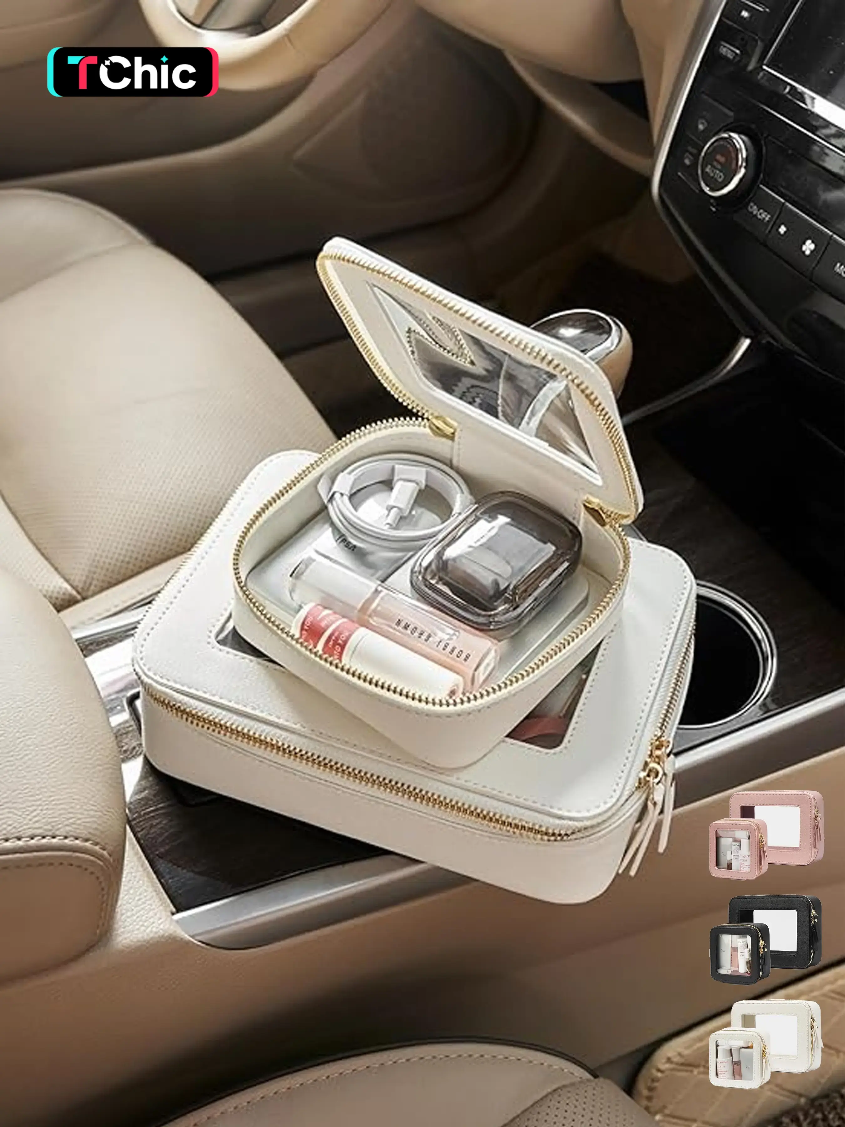 Clear Makeup Bag Travel Cosmetic Case Transparent Toiletry Bag with Zipper, Portable Make Up Organizer Traveling Compact Car Bag for Essentials, Travel Makeup Bags Organizers