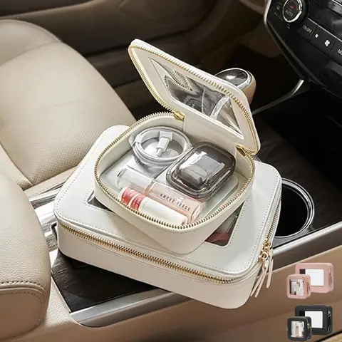 Clear Makeup Bag Travel Cosmetic Case Transparent Toiletry Bag with Zipper, Portable Make Up Organizer Traveling Compact Car Bag for Essentials, Makeup Pouch