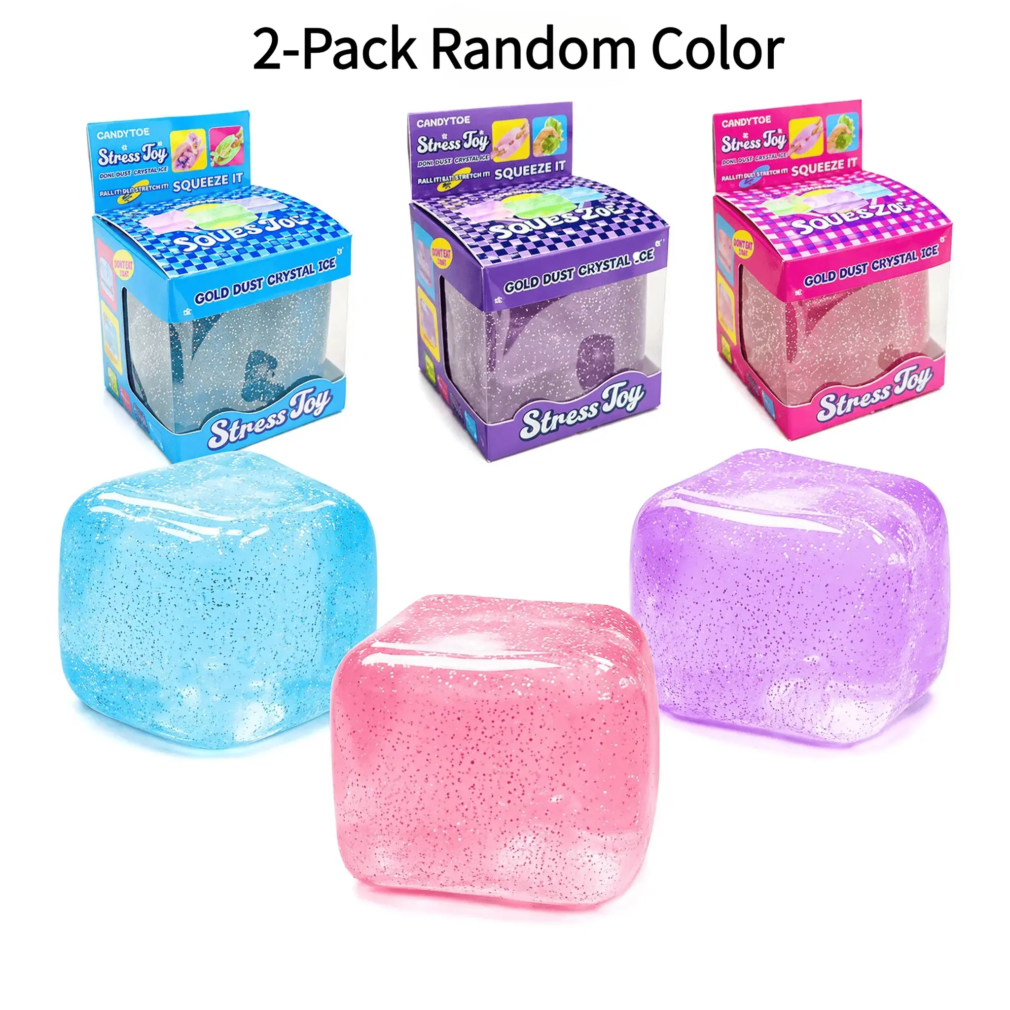 2-Pack Random Color Square Squishy Fidget Toys Adults, Slow Rising Stress Cubes Stress Balls, Squeeze Cube Malt Sugar Balls for Anxiety Stress Relief Squeeze Toys Birthday Gifts Stress Reliever
