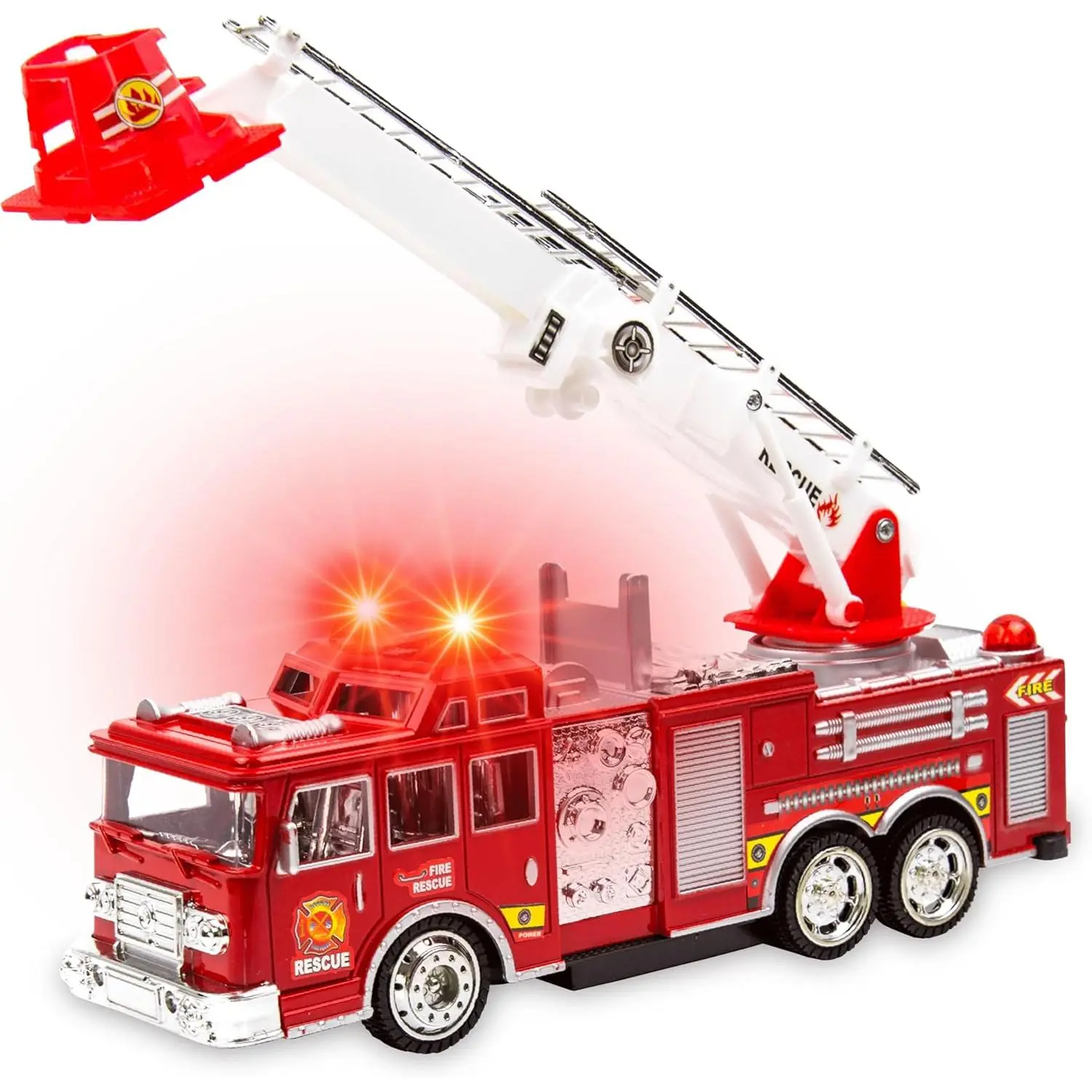 Toysery Fire Truck Toy with Flashing Lights & Siren Sounds  Kids, Extendable Rotating Ladder, Bump and Go Action, Role Play Toy  Boys & Girls, Kid Car Toy Trucks, Ages 3-7+ New model