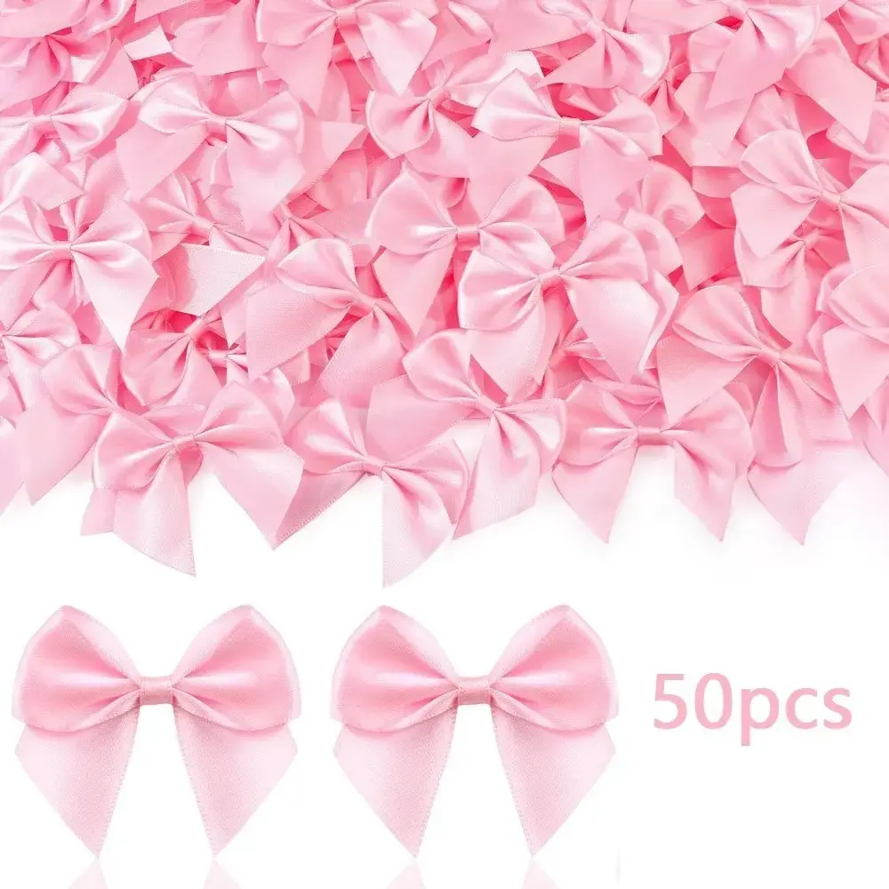 50 Handmade Fabric Bowls, Cute Ribbon Bows for Clothing Decoration, Party Decorations, DIY Crafts, Gift Wrapping Supplies, Gift Accessories