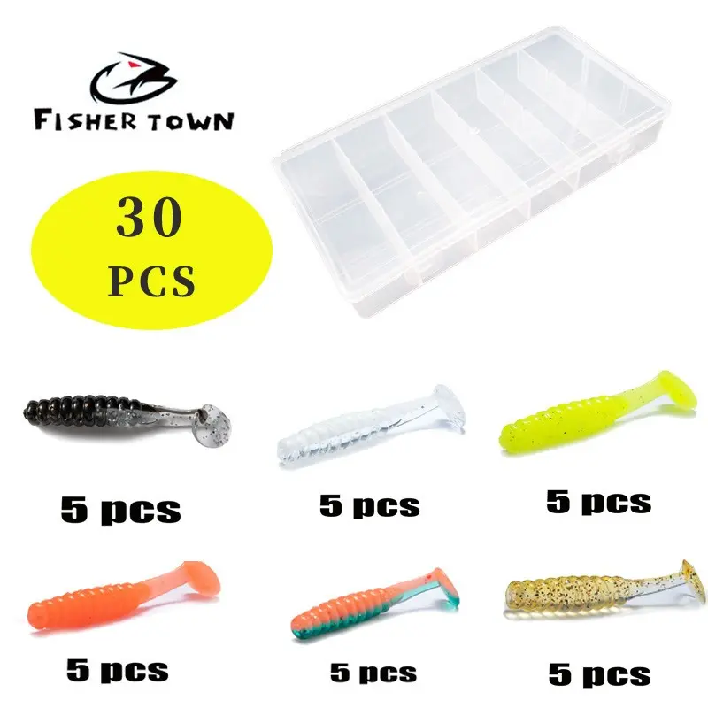 30-Piece High-Quality Soft Bait Fishing Kit, Freshwater & Saltwater Lure Set, Effective for Bass and Trout, Premium Plastic Worm Baits