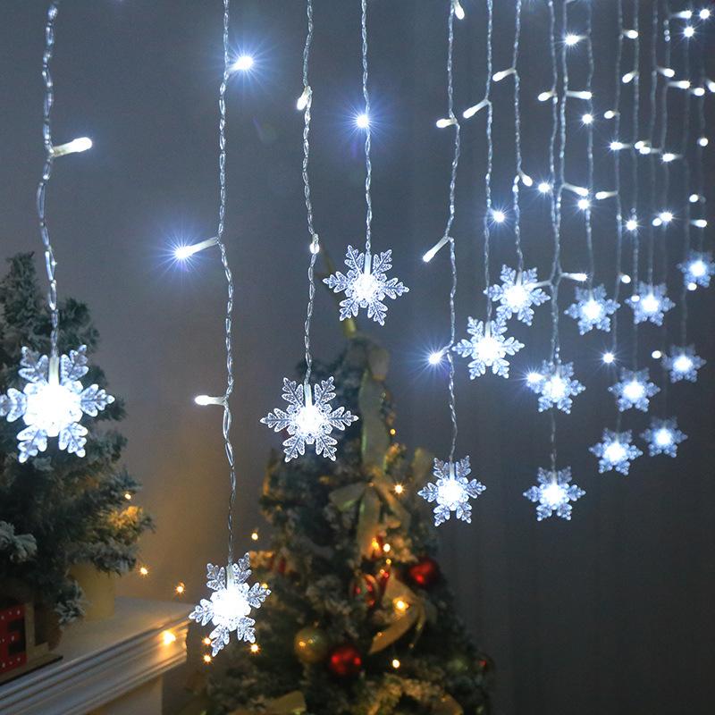 Snowflake Design Curtain Light, USB Powered 8-modes Snowflake Fairy Icicle Light, Decorative Light for Wedding Party Birthday Home Garden Decoration