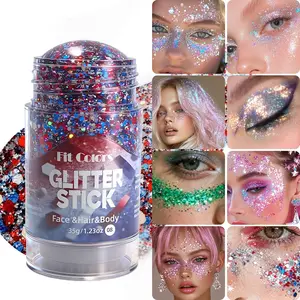 Body Painting Wax Stick, Party Glitter, Face & Body Sequins Gel, Large Shimmer, Long-Lasting Shine, 8 Colors, Perfect for Festivals, Disco