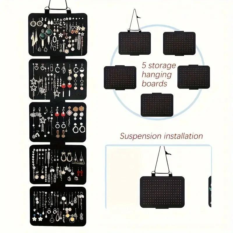 Jewelry Storage Rack, Multilayer Storage, 1 Count 5 Layer Felt Jewelry Display Stand, Large Capacity Foldable Display Stand for Earrings, Pendants, Necklaces & Bracelets