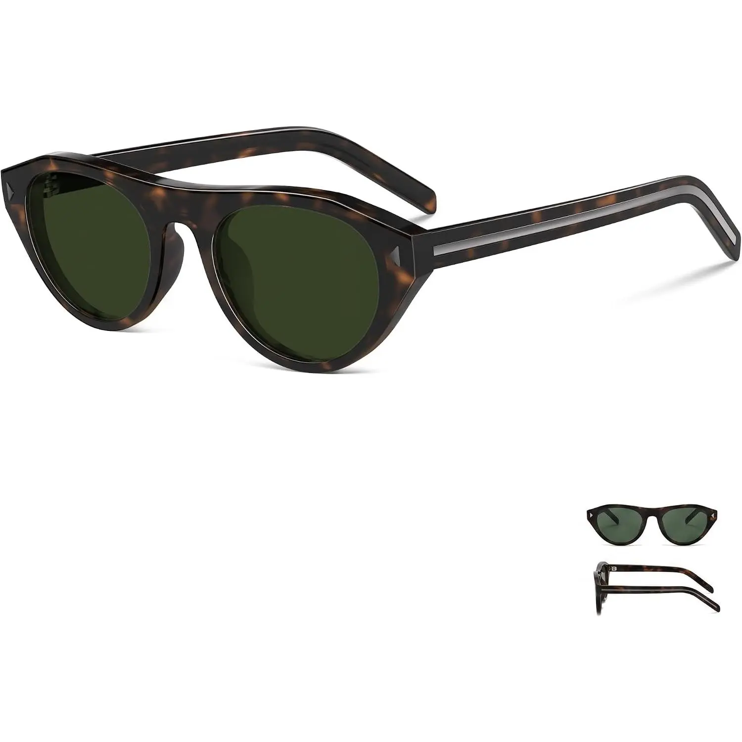Retro Oval  Eye Sunglasses - UV400 Small Narrow Frame, Unisex | Lightweight Frame | Gradient Brown Lens, UV400 Anti-Glare | Non-Polarized | Daily Wear, Festival &  |  Pouch