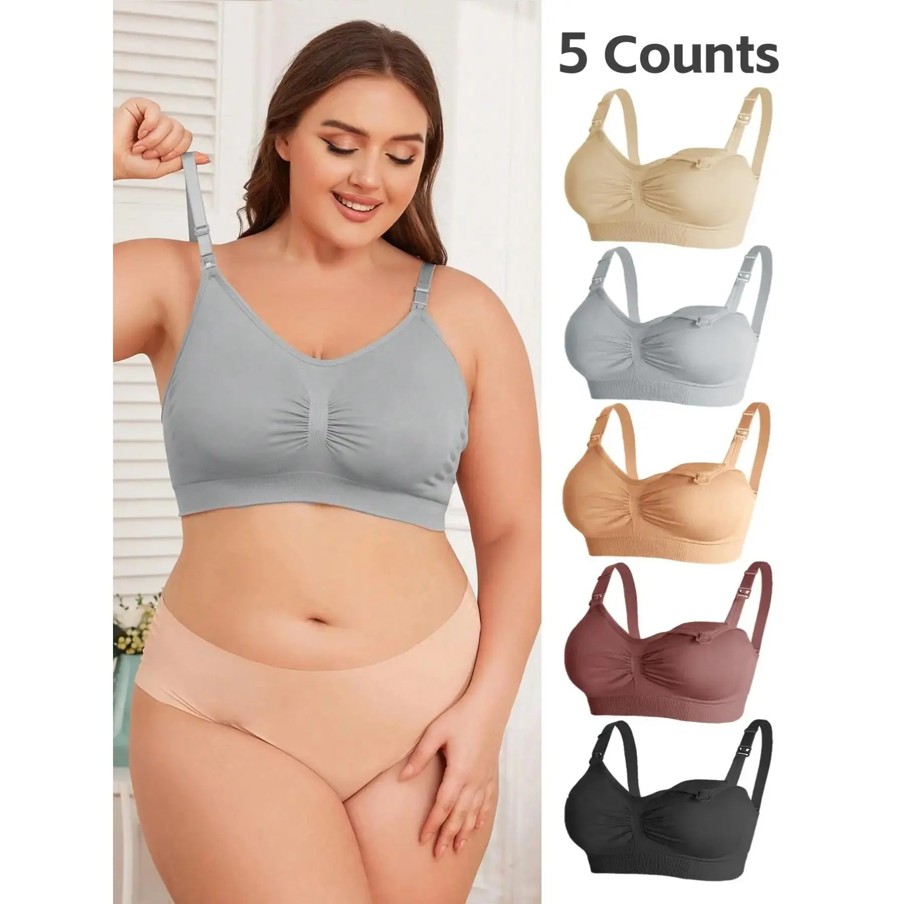 Plus Size Solid Wireless Nursing Bra, Pregnancy Maternity Bra, Comfortable Breathable Adjustable Maternity Bra, Maternity Lingerie for All Seasons