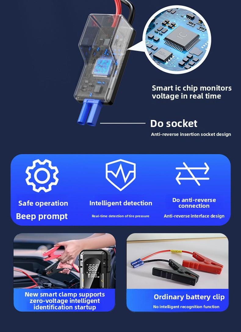 2-in-1 Portable Car Jump Starter & Tire Inflator with Emergency Light & Power Bank