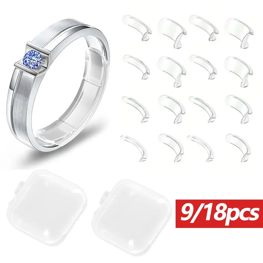 9/18pcs Ring Size Adjuster Set, Silicone Padding for Loose Rings, Fit 8 Sizes Adjustable, Jewelry DIY Accessories, Ring Size Reducer Tool