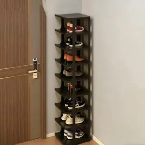9-Tier Vertical Narrow Shoe Rack, Stackable Sturdy Entryway Shoe Storage Organizer, Tall Corner Shoe Shelf for Front Door & Closet