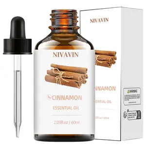 NIVAVIN Cinnamon Essential Oil 60ml is 100% pure natural plant extract. It has a rich, intense, and long-lasting aroma. Suitable for home, office, and other settings, and can be used with aromatherapy diffusers and diffuser stones.