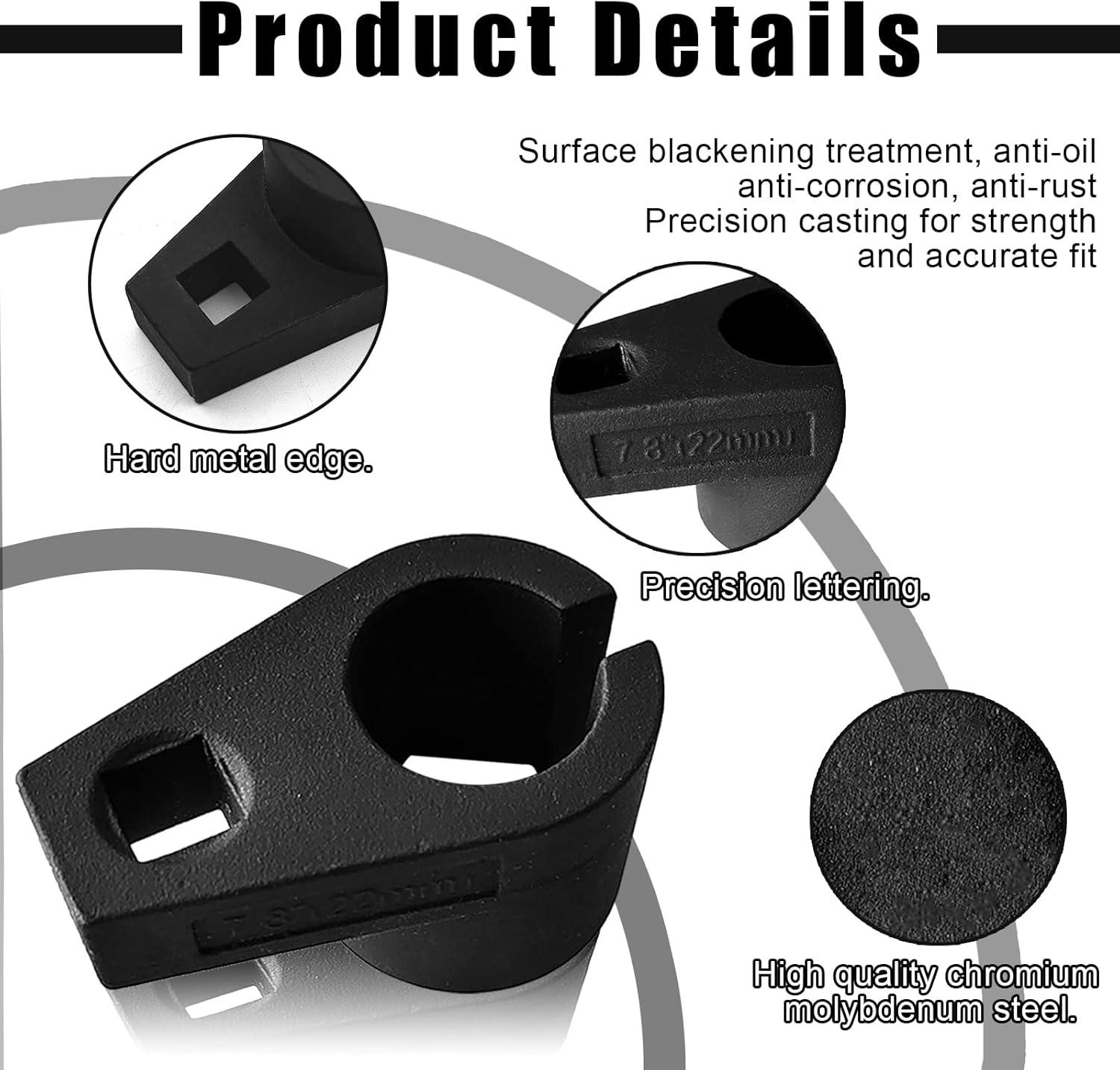 Offset Oxygen Sensor Socket, 3/8-Inch Drive, 7/8-Inch (22mm), Wire Gate Accesses Sensor from Side, Preventing Damage to Wires, Universal for Most Cars