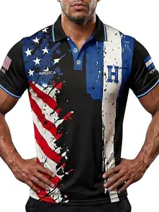 World Heritage Country Series Polo Shirt, Usa Flag Patch Collar Football Jersey, 2026 Model, Usa and Honduras Design