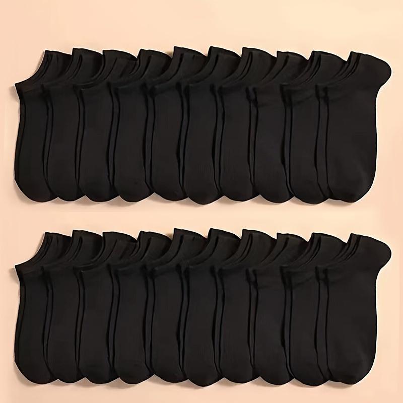 20/30/40/50 Pairs of Breathable and Comfortable Socks, Moisture Wicking, Lightweight and Soft, Suitable for Wearing All Seasons Minimalist Knitted Fabric Outfit Man