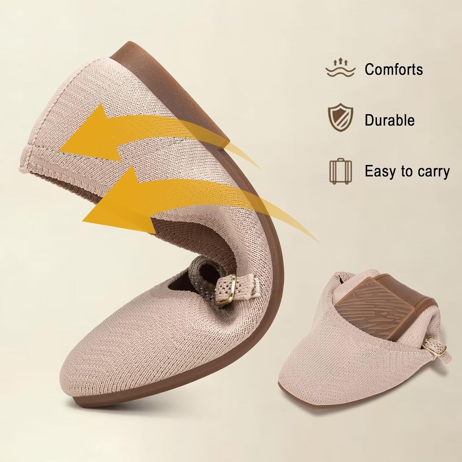 Frank Mully  Women’s Mary Jane Flats – Comfortable Square Toe Work Shoes, Slip-On with Ankle Strap  JS6078