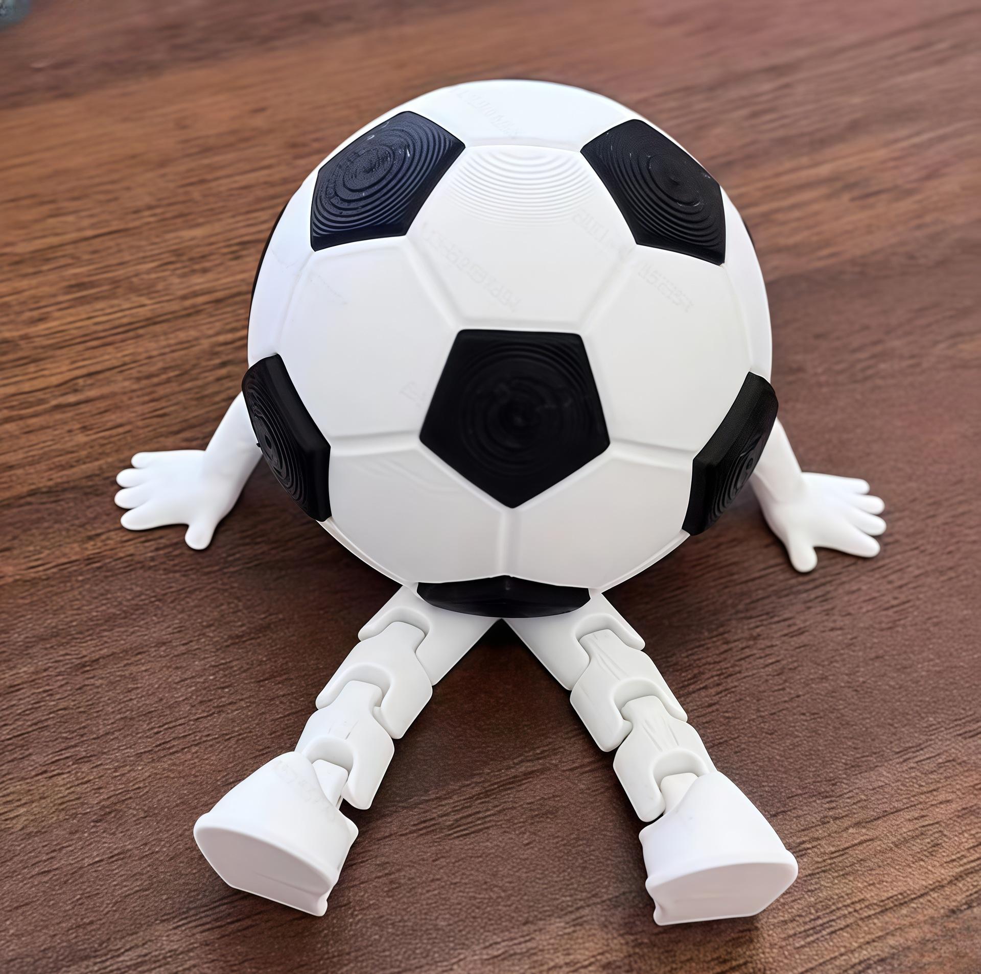 Cute Soccer Ball Sitting Man Figurine, 3D Sports Themed Desk Ornament, Unique Gift for Soccer Fans