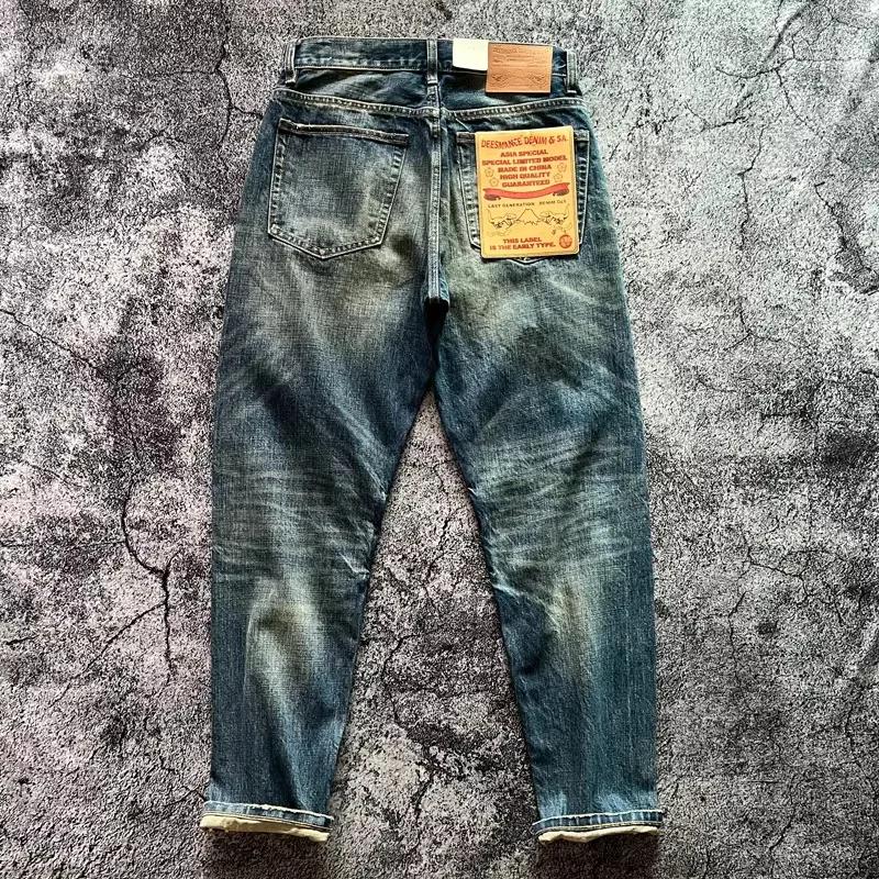 Kyn Apparel Heavy Washed Denim Jeans for Men Autumn Vintage Selvedge Soft Loose Straight Pants Y2k Youth Male