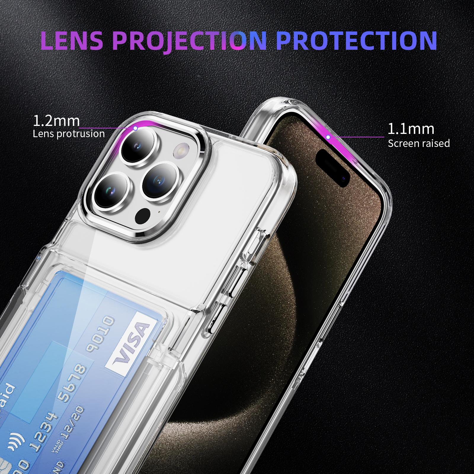 New 2nd Generation Transparent Card Holder Phone Case, suitable for Apple iPhone 11/12/13/14/15/16/17 Pro/Max series, high clarity and transparency, with adjustable hidden stand + card holder 2-in-1, high-quality wallet phone case