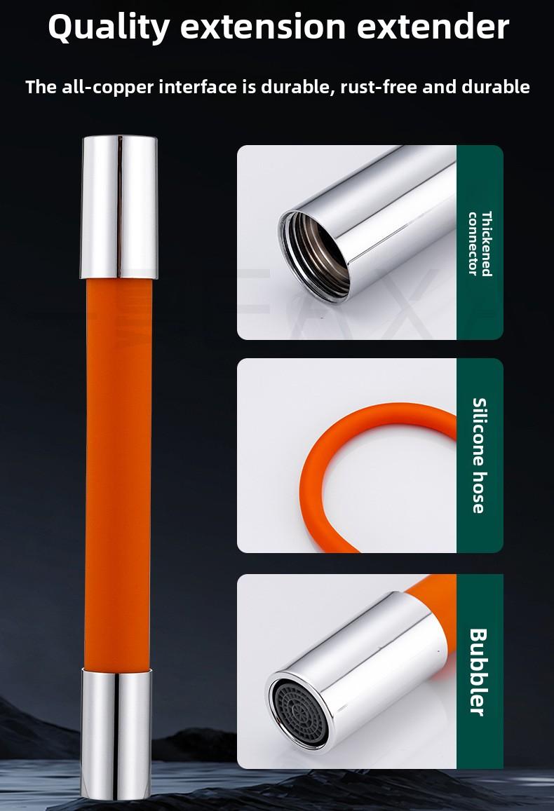 Universal Flexible Faucet Extender Tube with 360° Swivel Anti Splash Water Supply Hose Bendable Shape Holding Extension Pipe