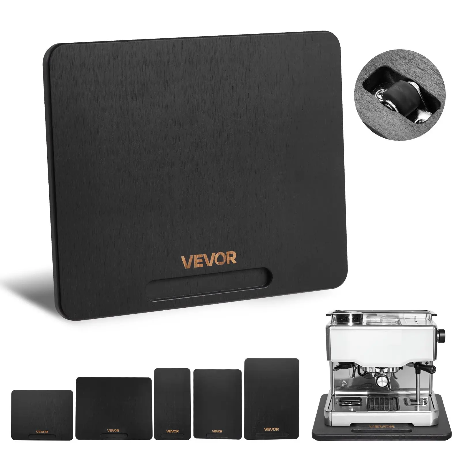 【DealsForYouDays】VEVOR Appliance Slider, Small 10.5 x 13-inch, Rolling Sliding Tray with Silent Rubber Wheels & Hollow Handle, Easy to Clean, Appliance Rolling Tray for Coffee Maker, Kitchen Countertop, Black