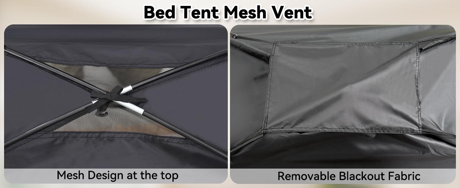 Twin Bed Tent for Adult and Kids, Blackout Bed Tents Reduction 99% Sleeping Tents for Indoor, Tent with Star Light & Bag Breathable Private with 3 Doors